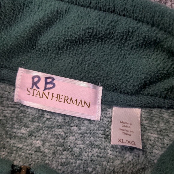 Stan Herman Men's Full Zip Fleece Jacket Green Heathered Size XL 100% Polyester - Picture 11 of 12